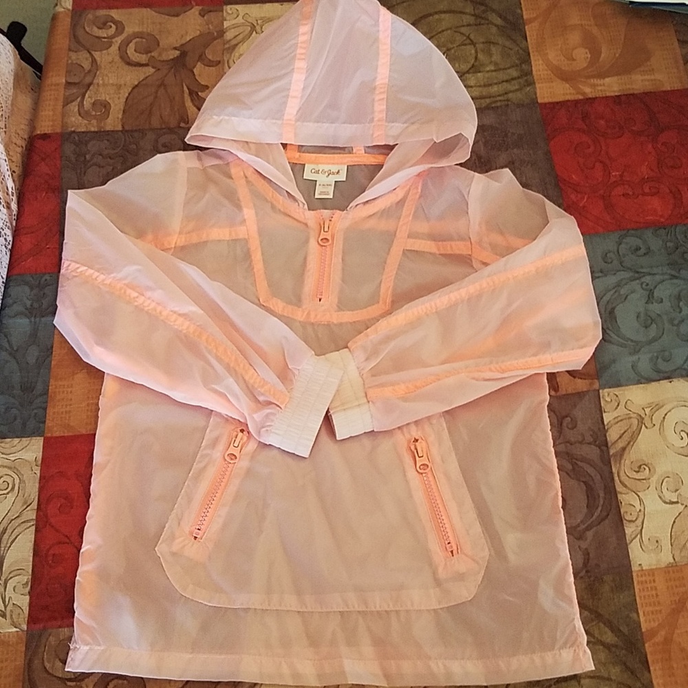 Girl's Cat & Jack hooded nylon rain jacket
